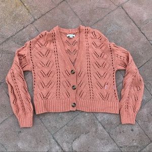 American Eagle Outfitters pink knit cardigan // s